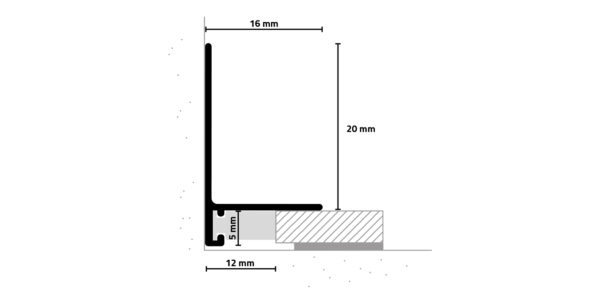 Aluminium vloerplinten Sluis Doorsnede