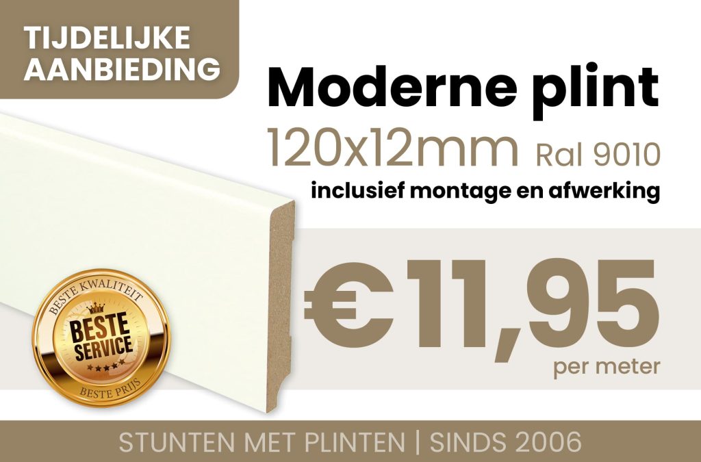 Stuntenmetplinten aanbieding 120x12 ral 9010